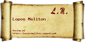 Lopos Meliton névjegykártya